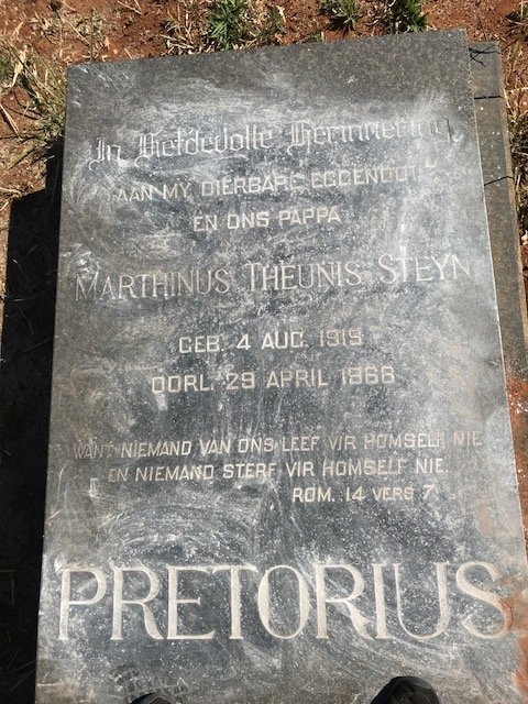 PRETORIUS Marthinus Theunis Steyn 1919-1968