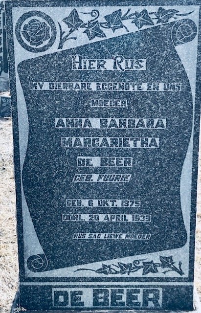 BEER Anna Barbara Margarietha, de nee FOURIE 1875-193?