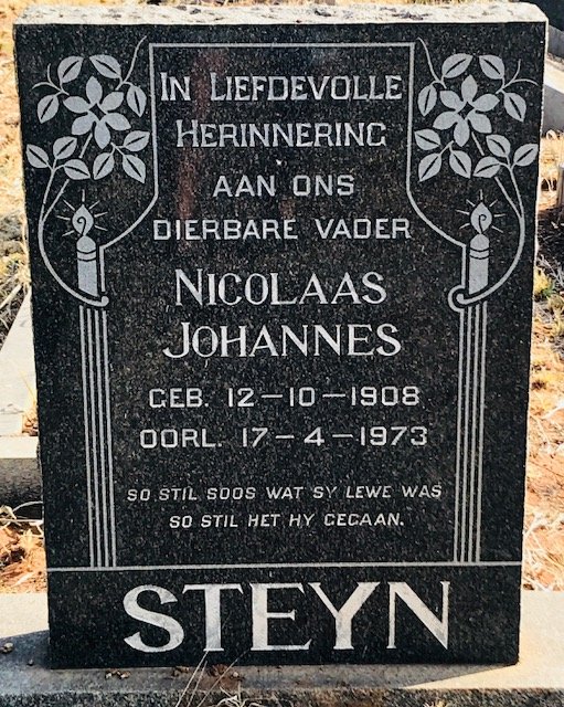 STEYN Nicolaas Johannes 1908-1973