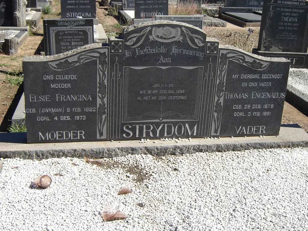 STRYDOM Thomas Engenatius 1878-1961 &amp; Elsie Francina SNYMAN 1882-1973