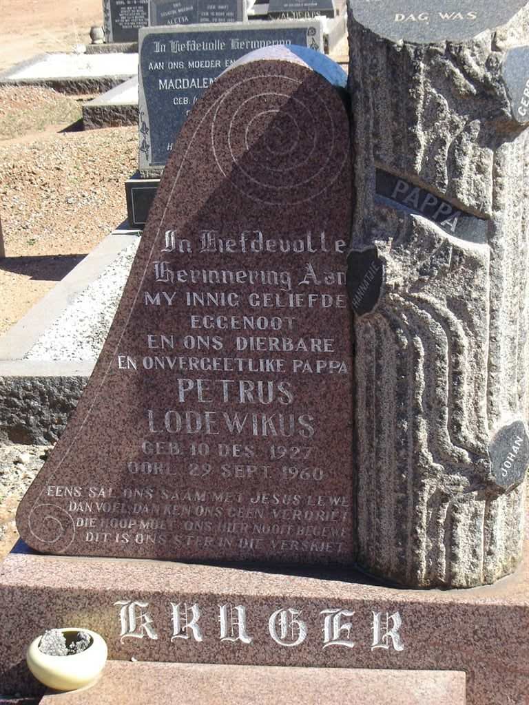 KRUGER Petrus Lodewikus 1927-1960