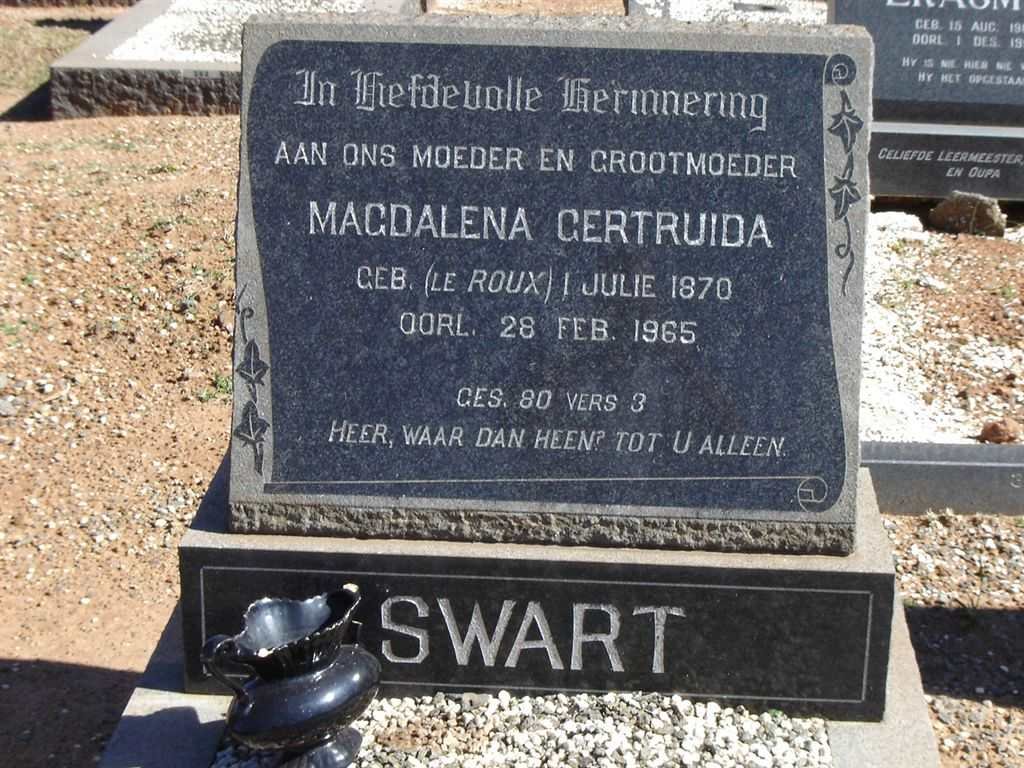 SWART Magdalena Gertruida nee LE ROUX 1870-1965