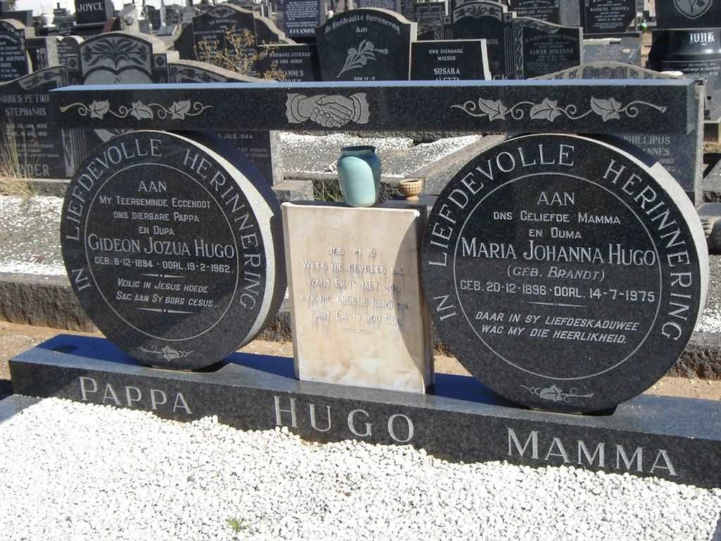 HUGO Gideon Jozua 1894-1962 7 Maria Johanna BRANDT 1896-1975