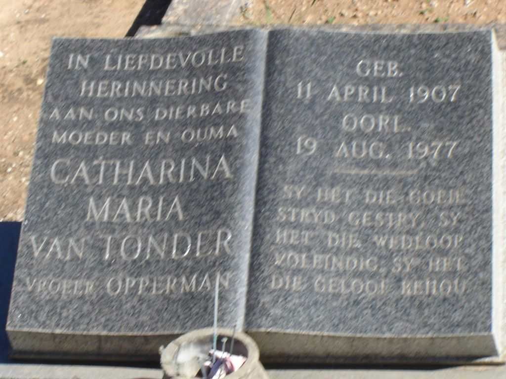 TONDER Catharina Maria nee OPPERMAN 1907-1977