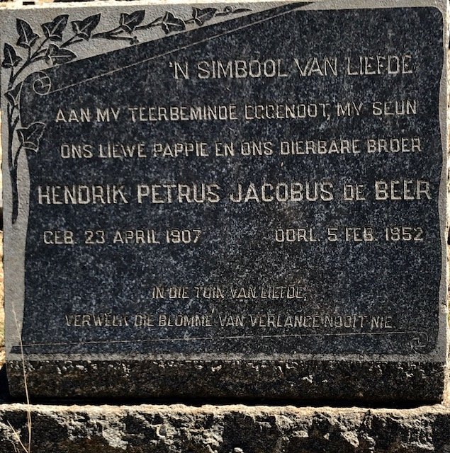 BEER Hendrik Petrus Jacobus, de 1907-1952