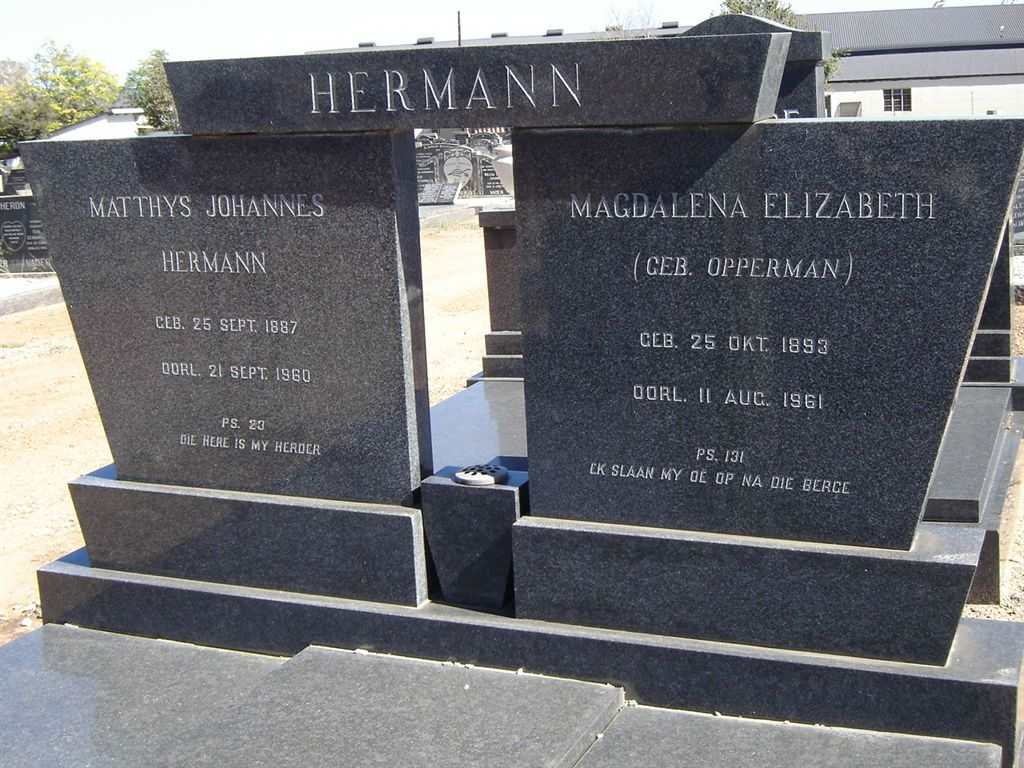HERMANN Matthys Johannes 1887-1960 &amp; Magdalena Elizabeth OPPERMAN 1893-1961