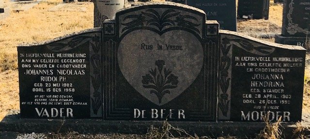 BEER Johannes Nicolaas Rudolph, de 1902-1958 &amp; Johanna Hendrina STANDER 1903-1992