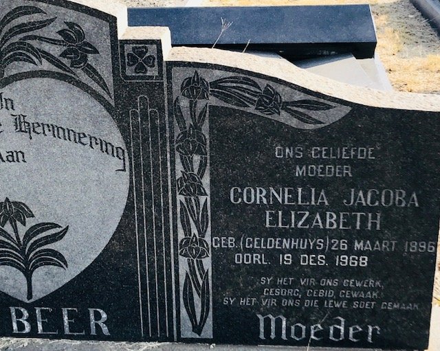 BEER Matthys Johannes, de 1887-1962 &amp; Cornelia Jacoba Elizabeth GELDENHUYS 1896-1968