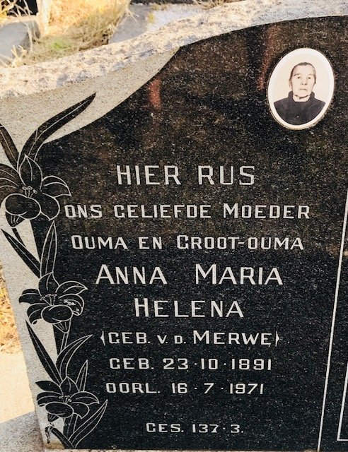 SCHEEPERS Gerhardus Dirk 1893-1987 &amp; Anna Maria Helena VAN DER MERWE 1891-1971