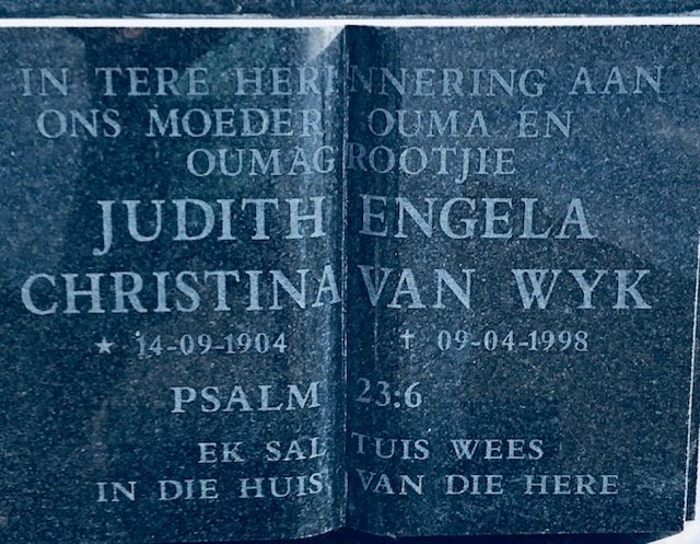 WYK Judith Engela Christina, van 1904-1998