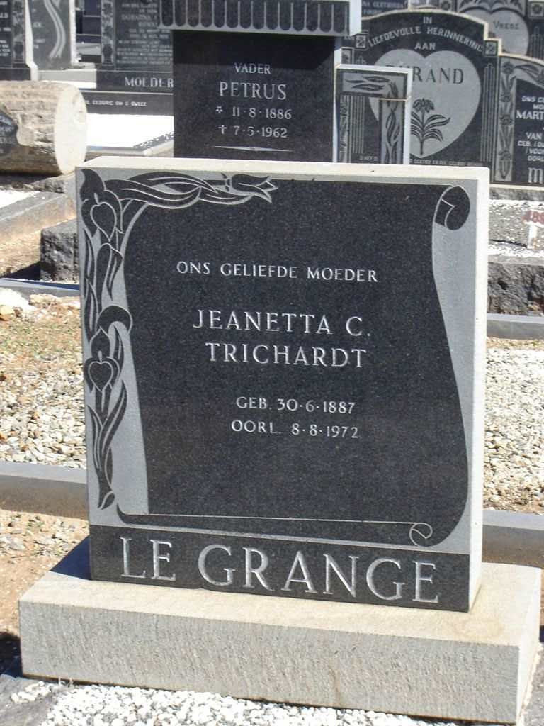 GRANGE Jeanetta C. Trichardt, le 1887-1972