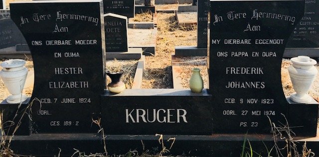 KRUGER Frederik Johannes 1923-1974 &amp; Hester Elizabeth 1924-
