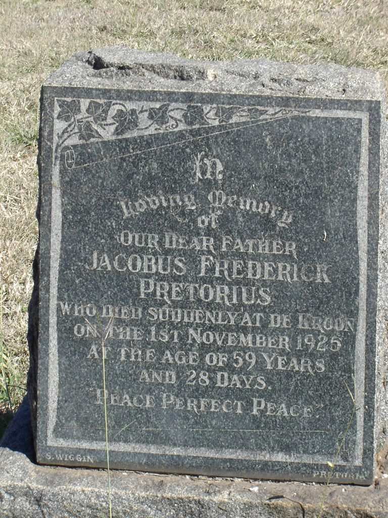 PRETORIUS Jacobus Frederick -1925