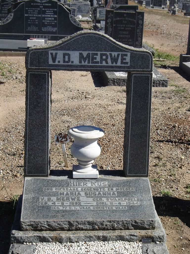 MERWE Maria Susanna, v.d. nee SWANEPOEL  1892-1944