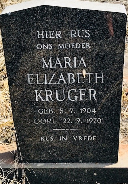 KRUGER Maria Elizabeth 1904-1970