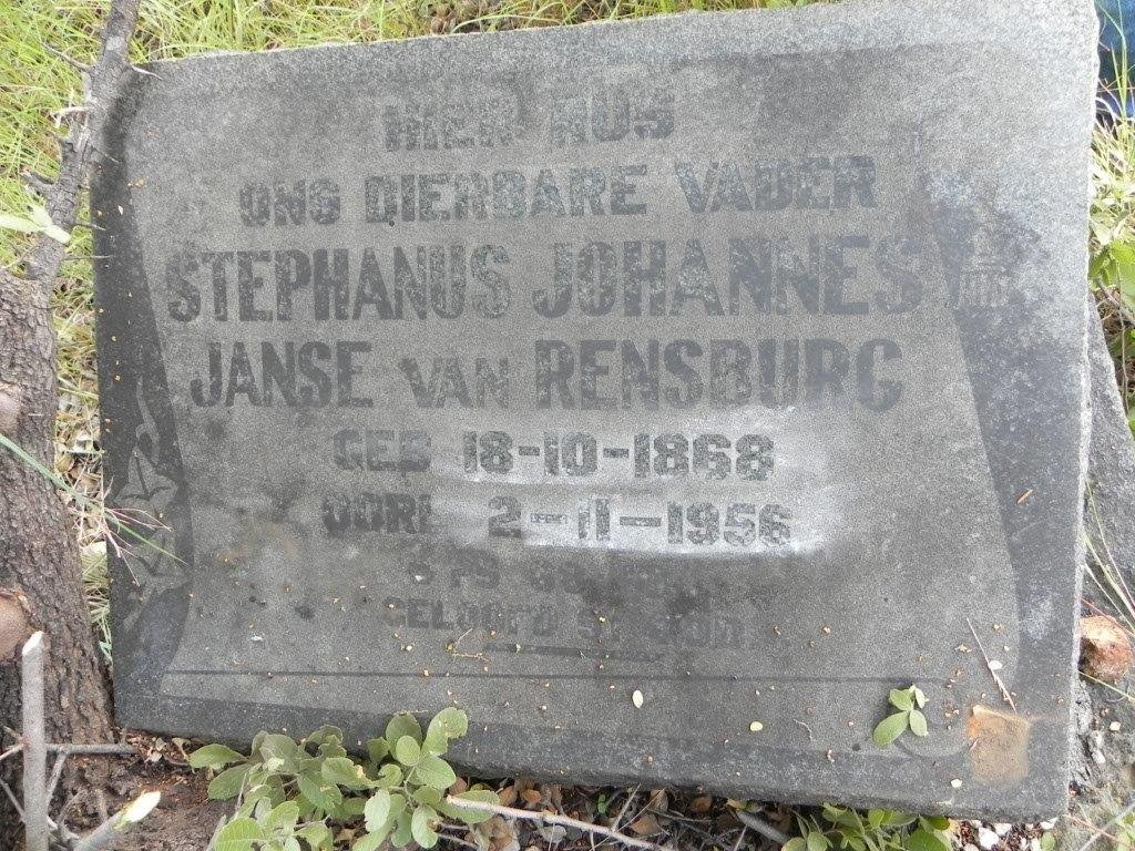 RENSBURG Stephanus Johannes, Janse van 1868-1956