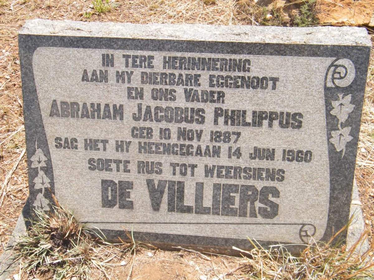 VILLIERS Abraham Jacobus Philippus, de 1887-1960