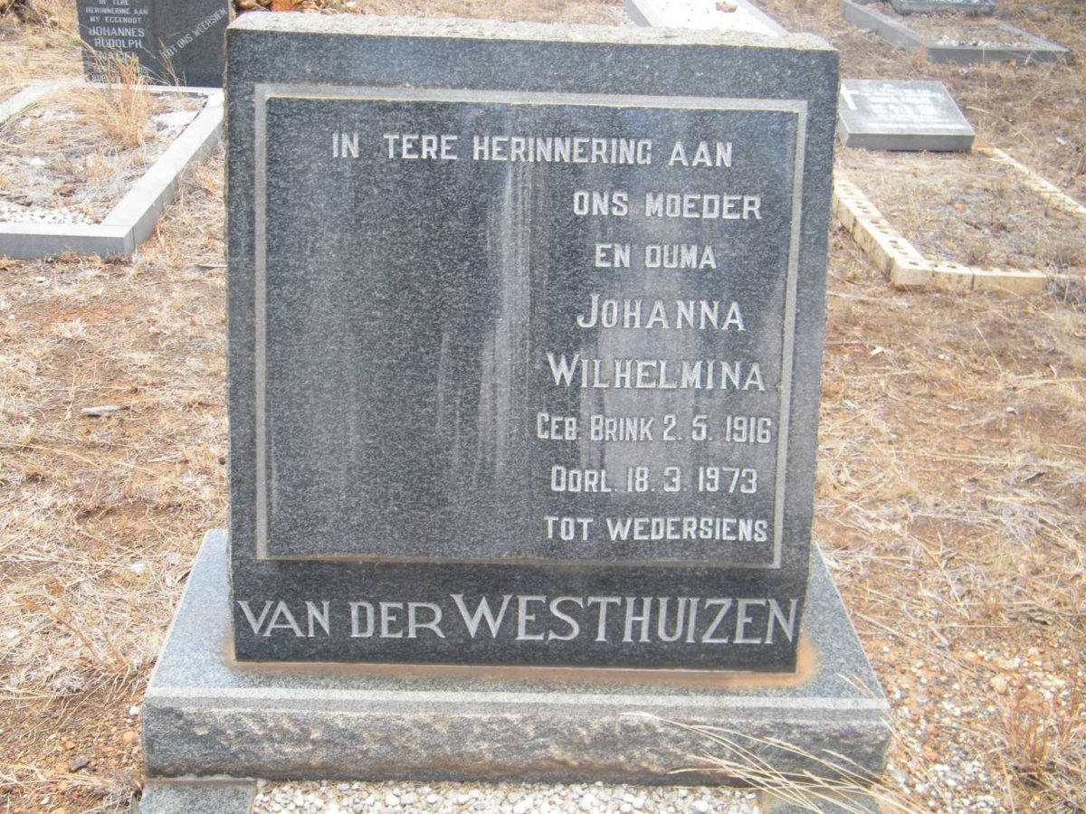 WESTHUIZEN Johanna Wilhelmina, van der 1916-1973