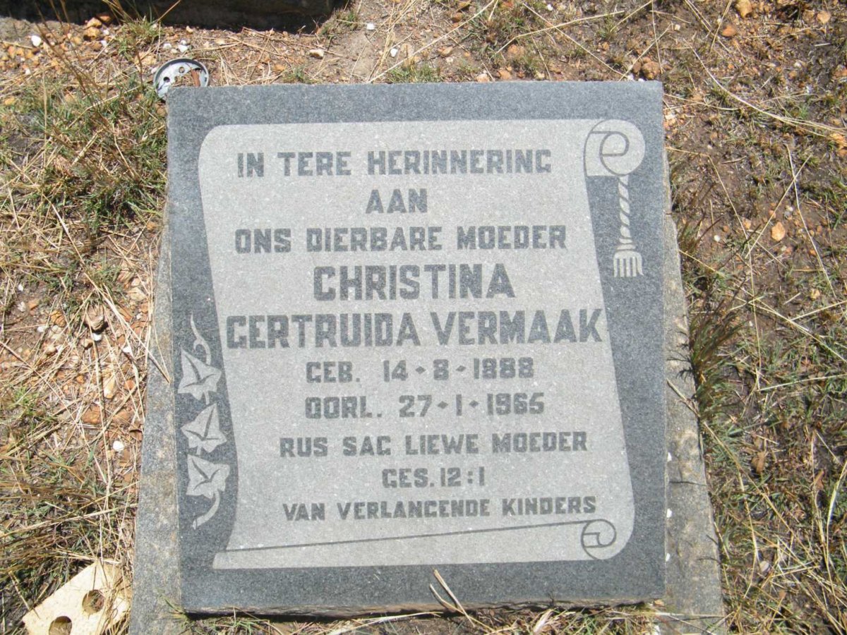 VERMAAK Christina Gertruida 1888-1965