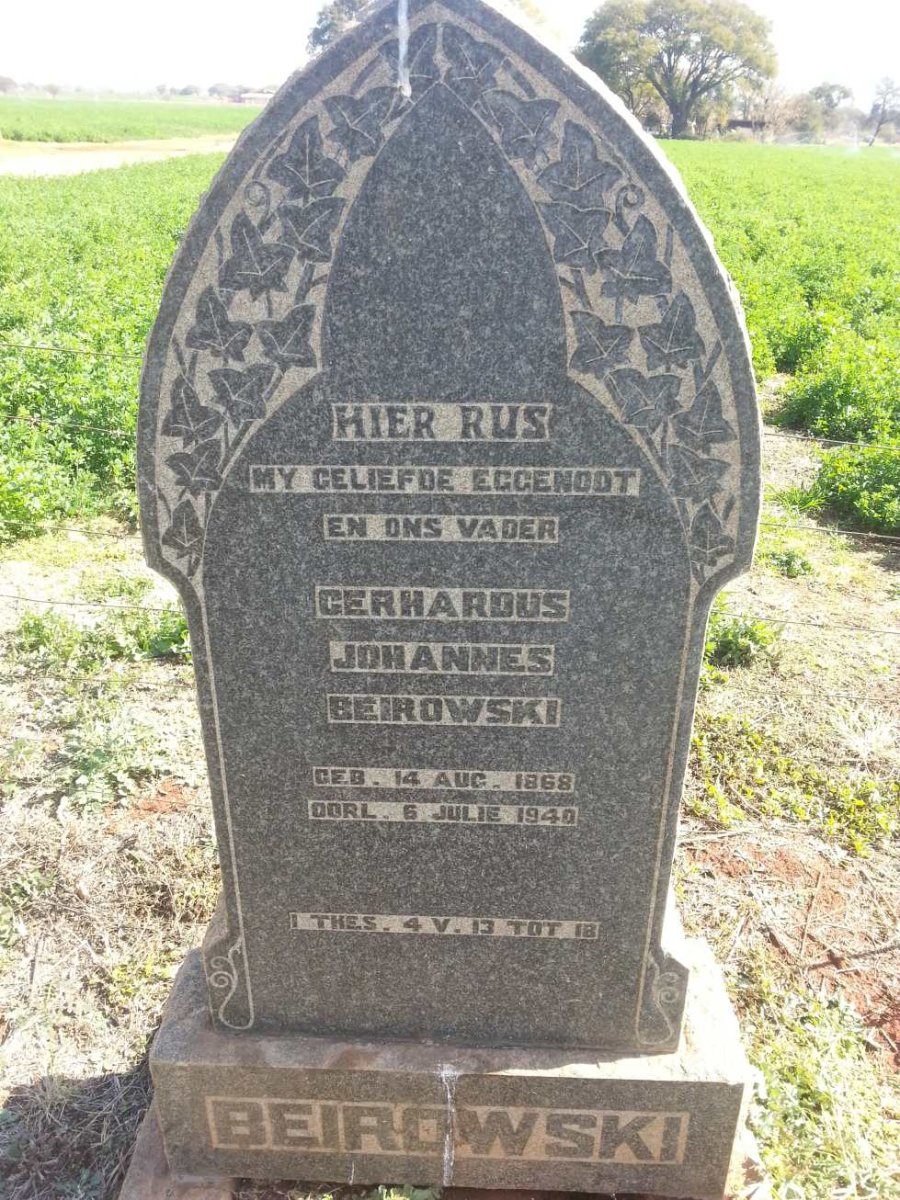 BEIROWSKI Gerhardus Johannes 1868-1940