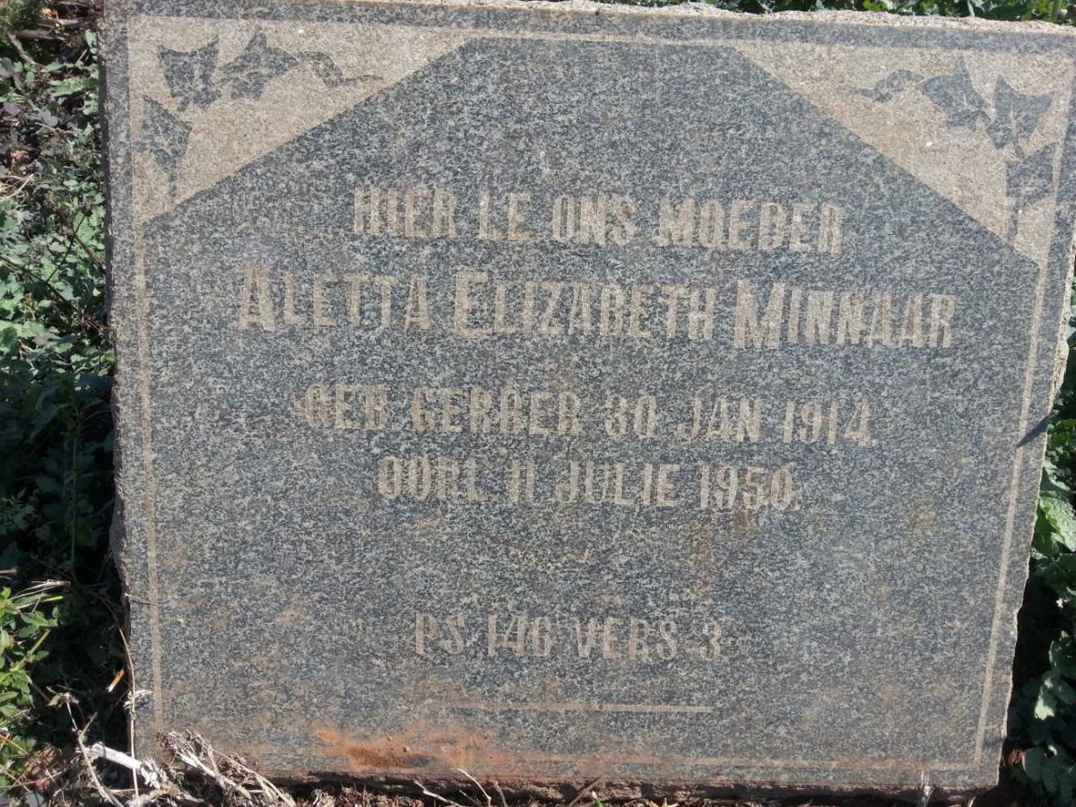 MINNAAR Aletta Elizabeth nee GERBER 1914-1950