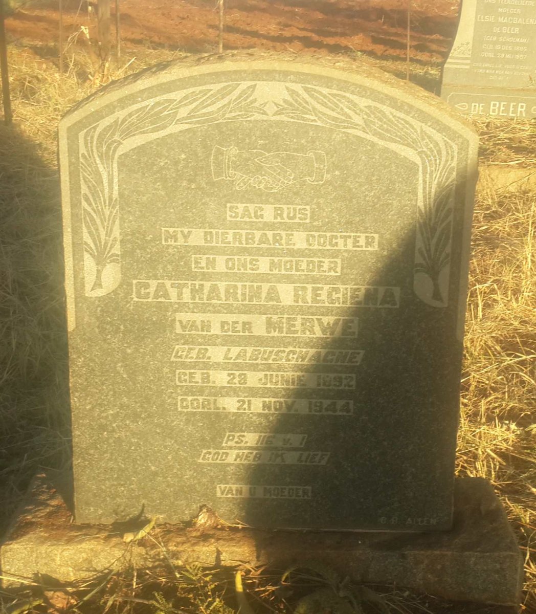 MERWE Catharina Regiena, van der nee LABUSCHAGNE 1892-1944