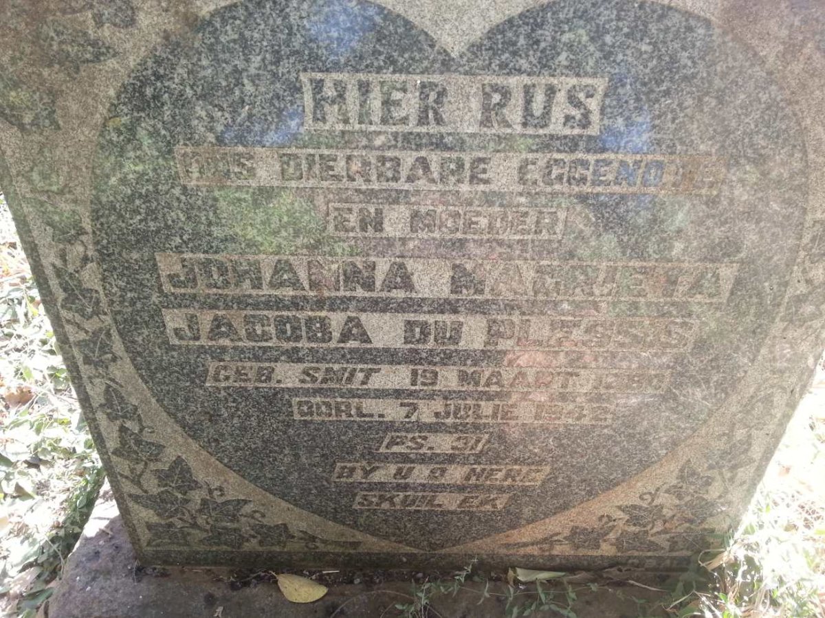 PLESSIS Johanna Magrieta Jacoba, du nee SMIT 1880-1942