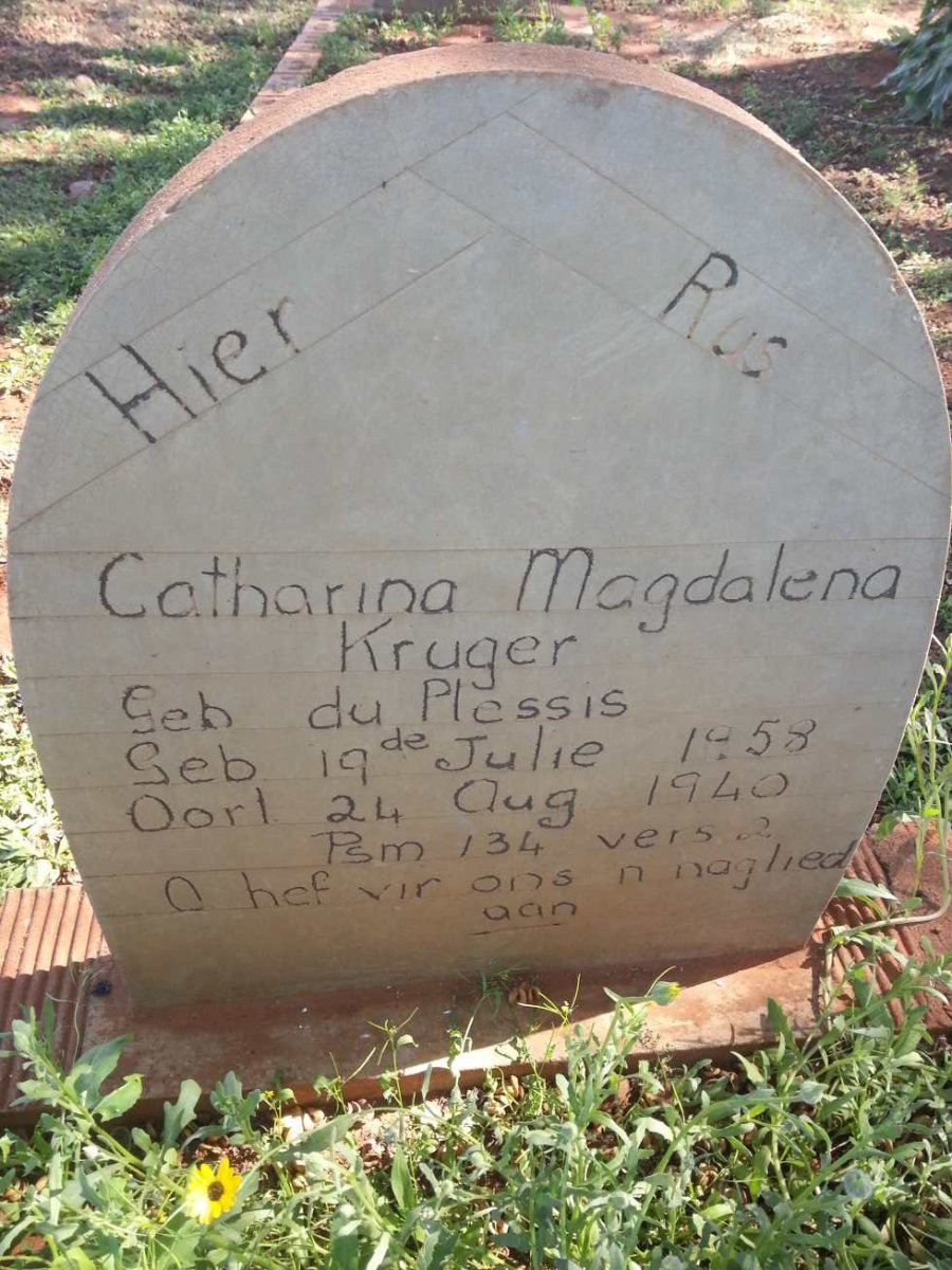 KRUGER Catharina Magdalena nee DU PLESSIS 1858-1940