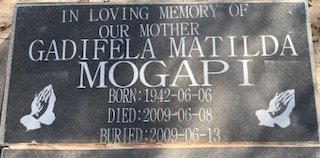 MOGAPI Gadifela Matilda 1942-2009