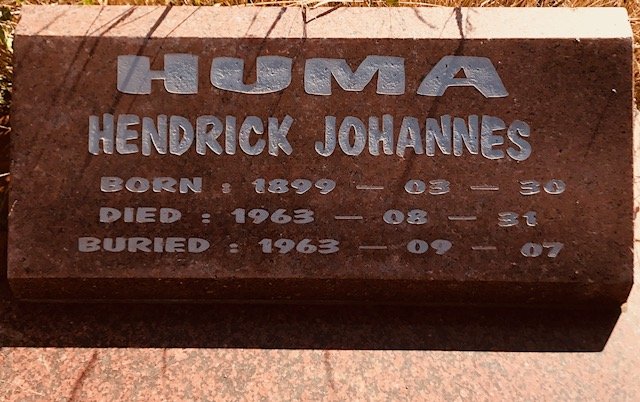 HUMA Hendrick Johannes 1899-1963