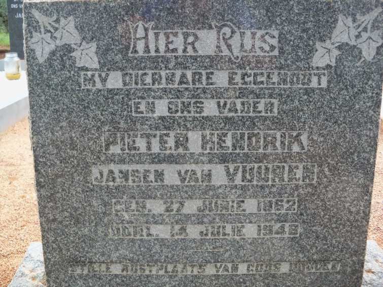 VUUREN Pieter Hendrik, Jansen van 1862-1948