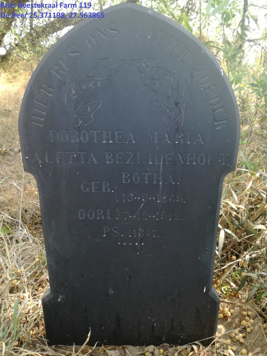 BEZUIDENHOUT Dorothea Maria Aletta nee BOTHA 1859-1912