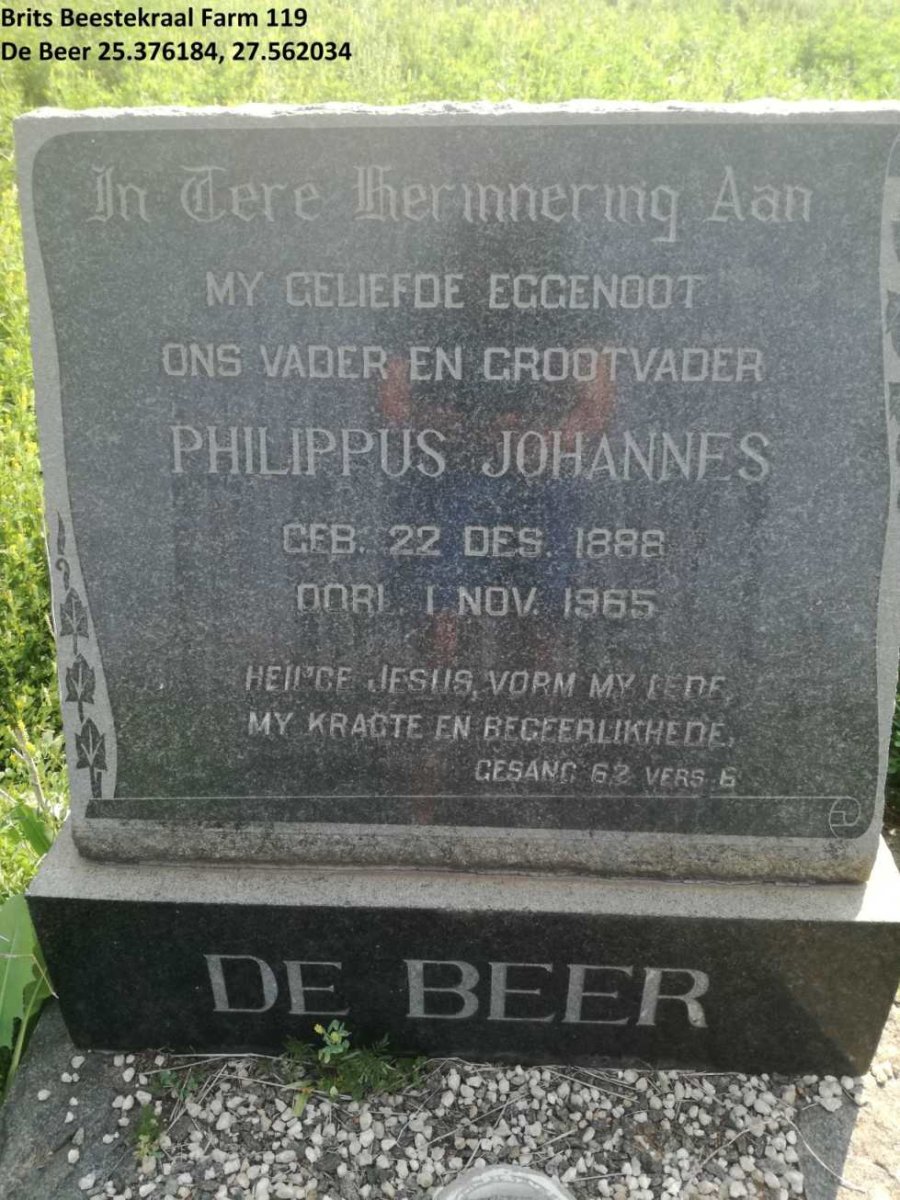 BEER Philippus Johannes, de 1888-1965