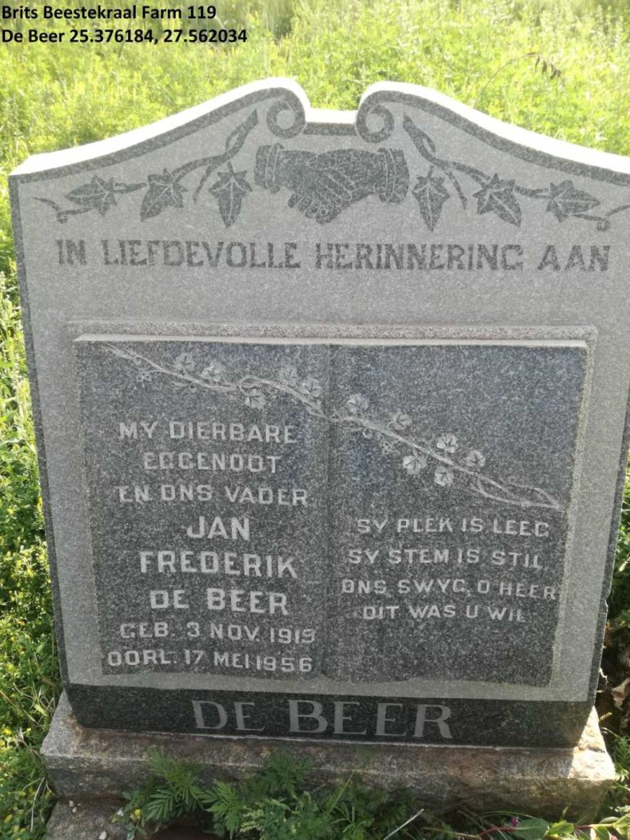 BEER Jan Frederik, de 1919-1956