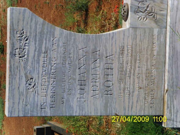 BOTHA Johanna Adriana 1942-1980