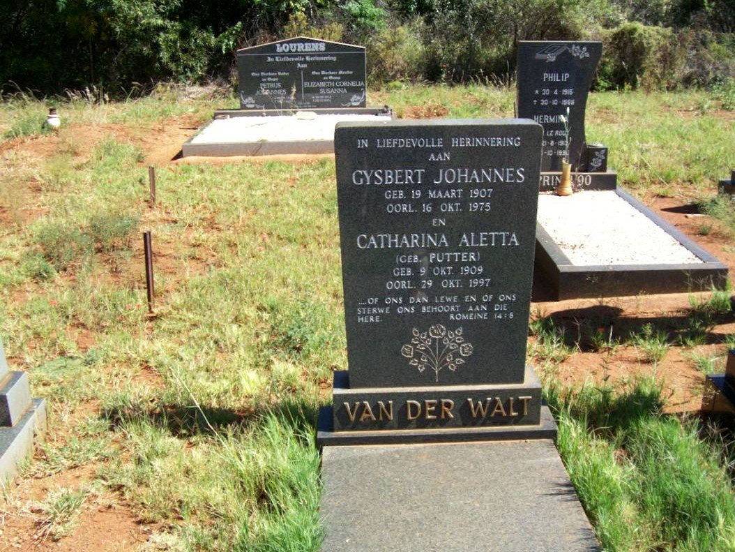 WALT Gysbert Johannes, van der 1907-1975 &amp; Catharina Aletta PUTTER 1909-1997