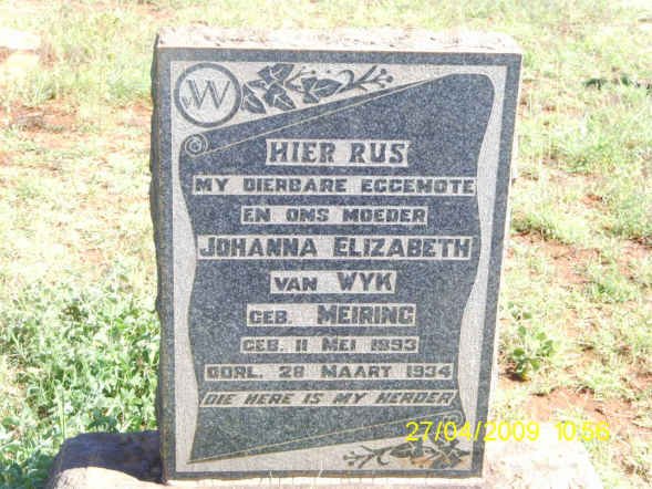 WYK Johanna Elizabeth, van nee MEIRING 1893-1934