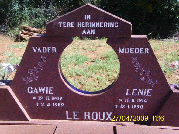ROUX Gawie, le 1909-1989 &amp; Lenie 1914-1990