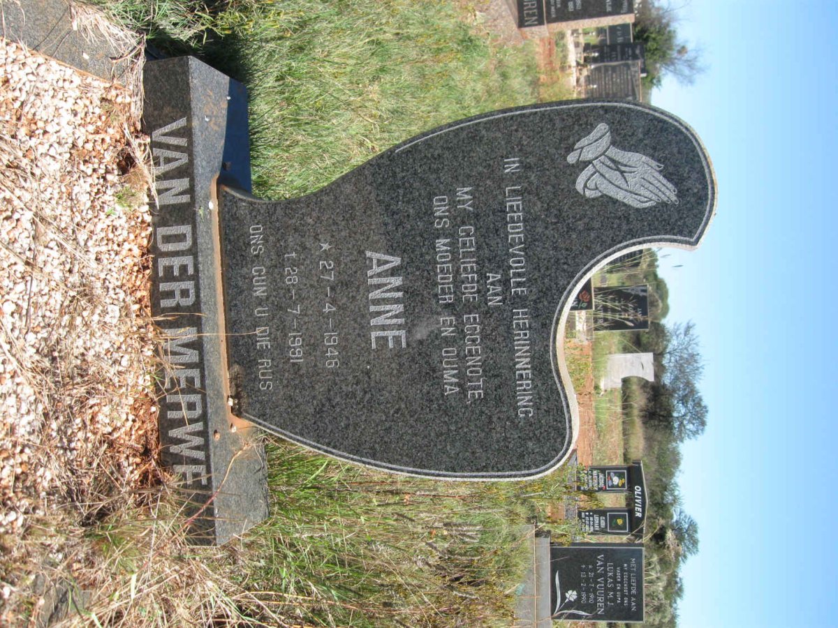 MERWE Anne, van der 1946-1991
