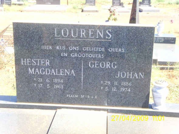 LOURENS Georg Johan 1886-1974 &amp; Hester Magdalena 1894-1963