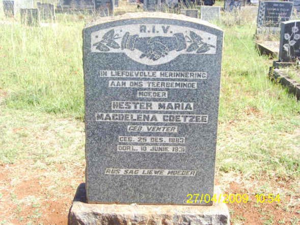 COETZEE Hester Maria Magdelena nee VENTER 1883-193?