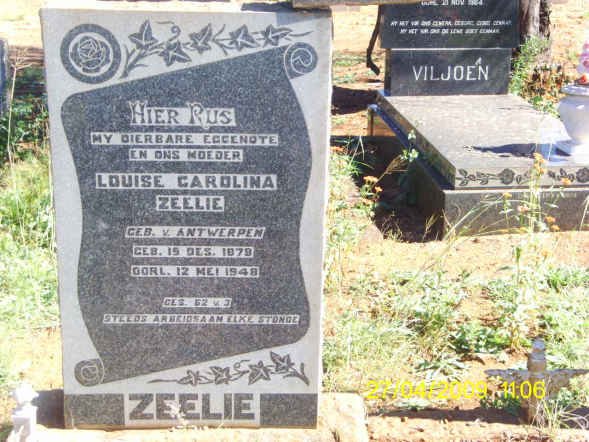 ZEELIE Louise Carolina nee V. ANTWERPEN 1879-1948