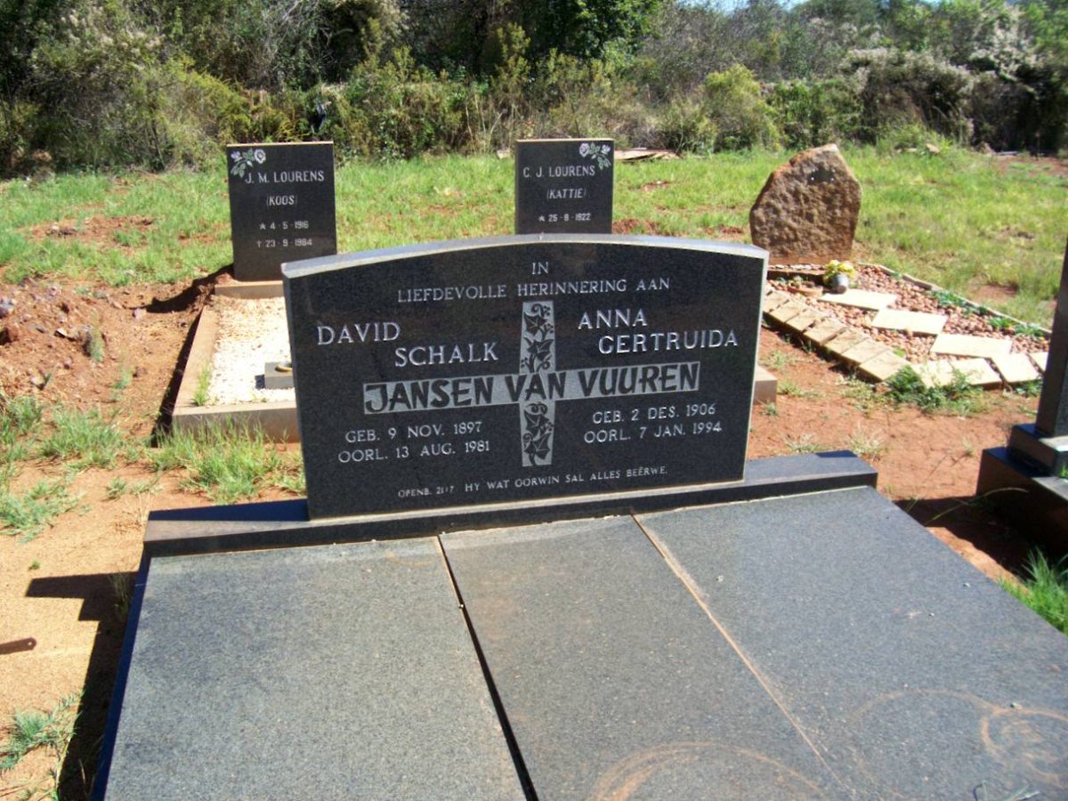 VUUREN David Schalk, Jansen van 1897-1981 &amp; Anna Gertruida 1906-1994