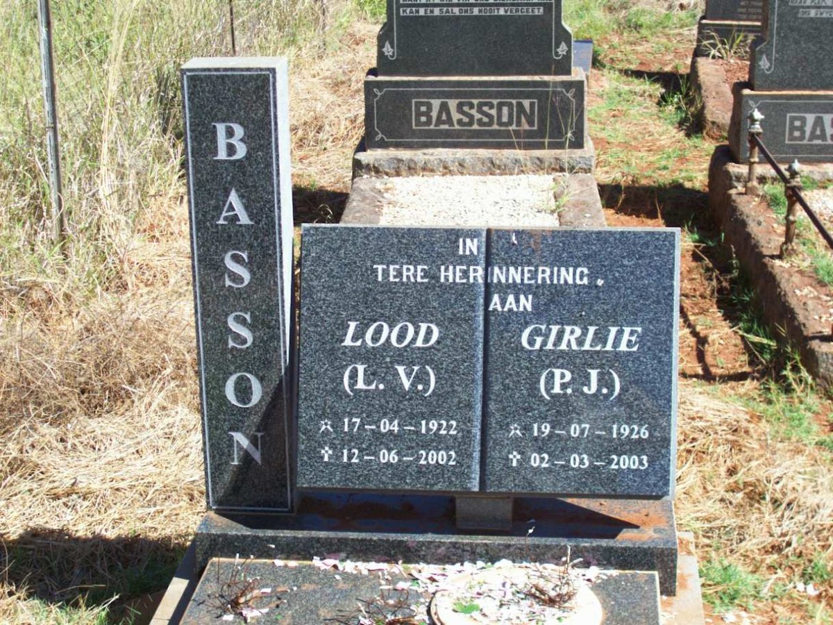 BASSON L.V. 1922-2002 &amp; P.J. 1926-2003