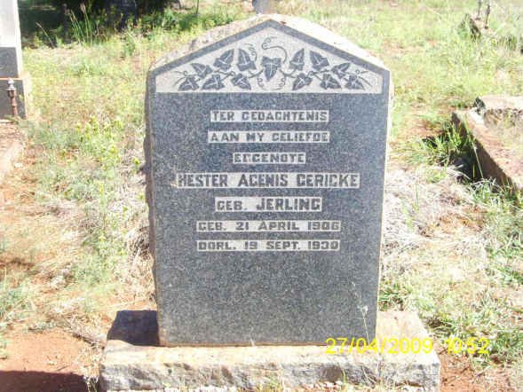 GERICKE Hester Agenis nee JERLING 1906-1930