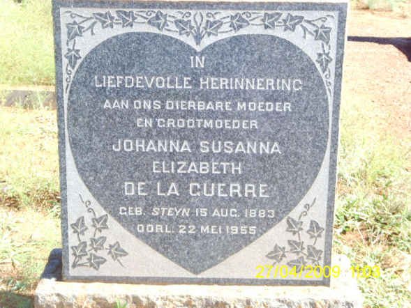 GUERRE Johanna Susanna Elizabeth, de la nee STEYN 1883-1955