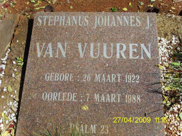VUUREN Stephanus Johannes J., van 1922-1988