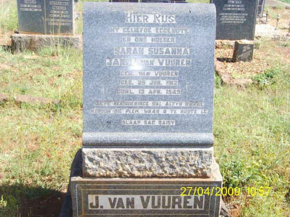 VUUREN Sarah Susanna, Janse van nee VAN VUUREN 1912-194?