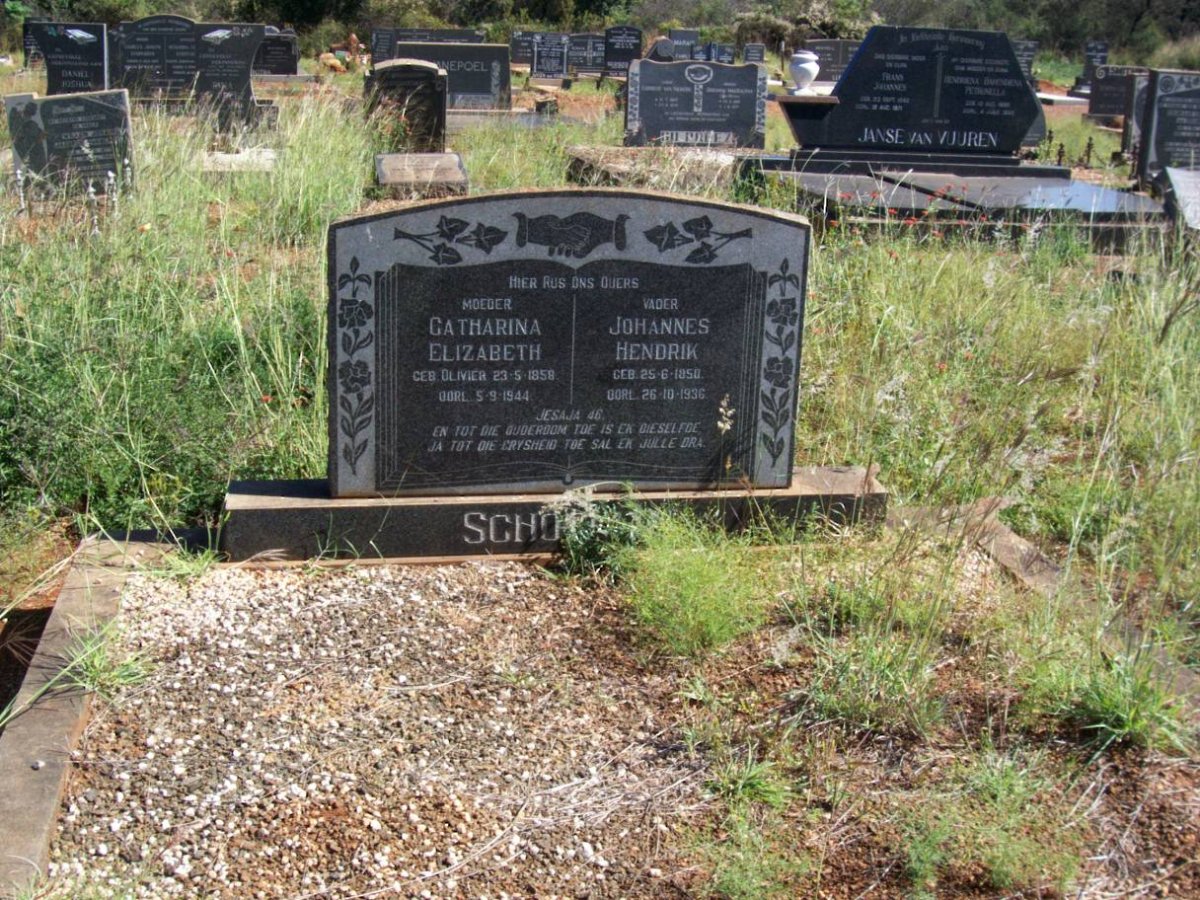 SCHO??? Johannes Hendrik 1850-1936 &amp; Catharina Elizabeth OLIVIER 1858-1944