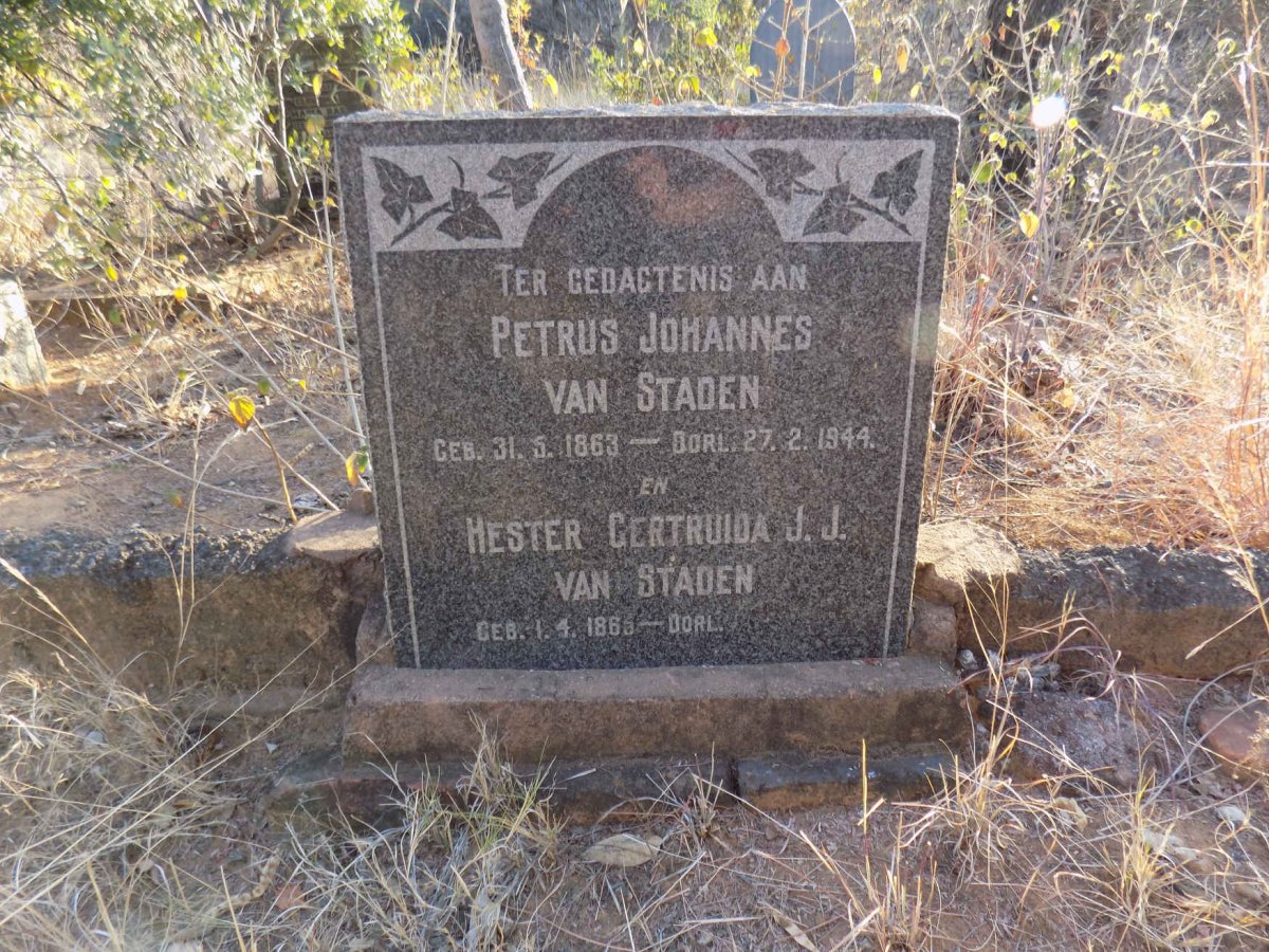 STADEN Petrus Johannes, van 1863-1944 &amp; Hester Gertruida J.J. 1865-